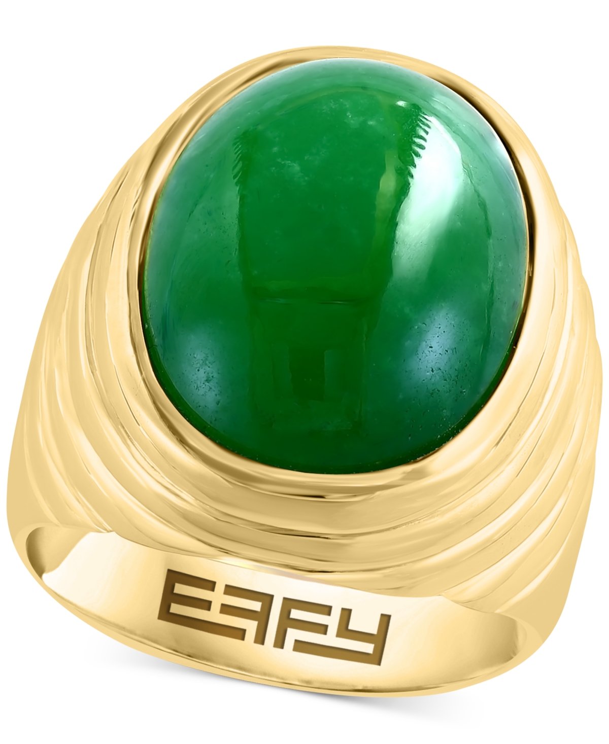 Effy Men's Dyed Jade Cabochon Ring in Gold-Plated Sterling Silver - Gold Over Silver