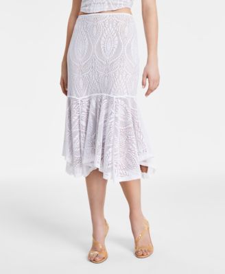 GUESS - Women's Amera Lace Asymmetric-Hem Midi Skirt