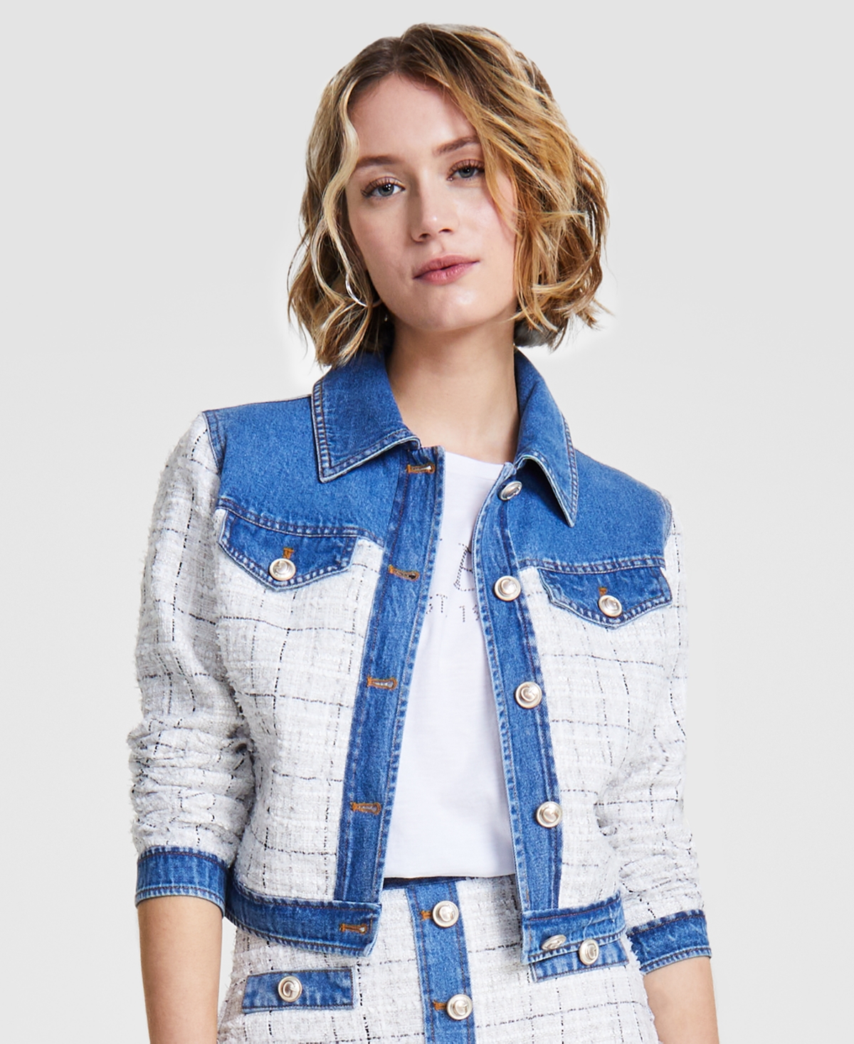 Guess Women's Natalie Tweed & Denim Jacket
