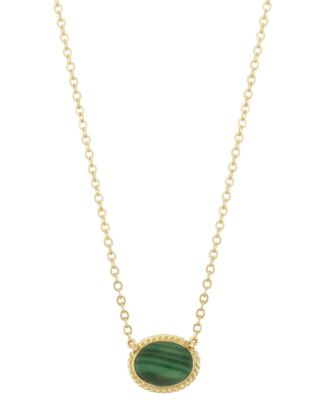 Macy's - Malachite Oval Rope-Framed Pendant Necklace in 14k Gold, 18" + 1" extender (Also in Lapis Lazuli)