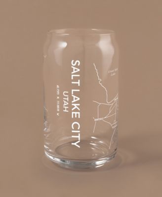 THE CAN Salt Lake City Map 16 oz Everyday Glassware, Set of 2