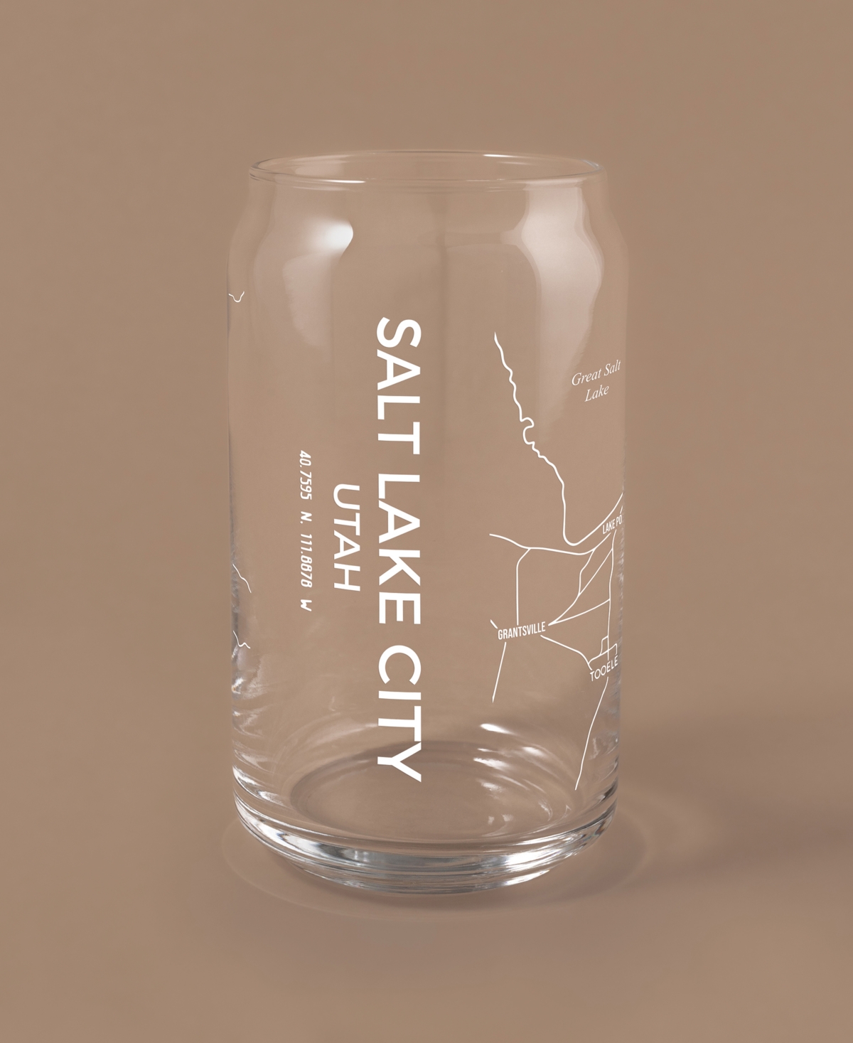 Shop Narbo The Can Salt Lake City Map 16 oz Everyday Glassware, Set Of 2 In White