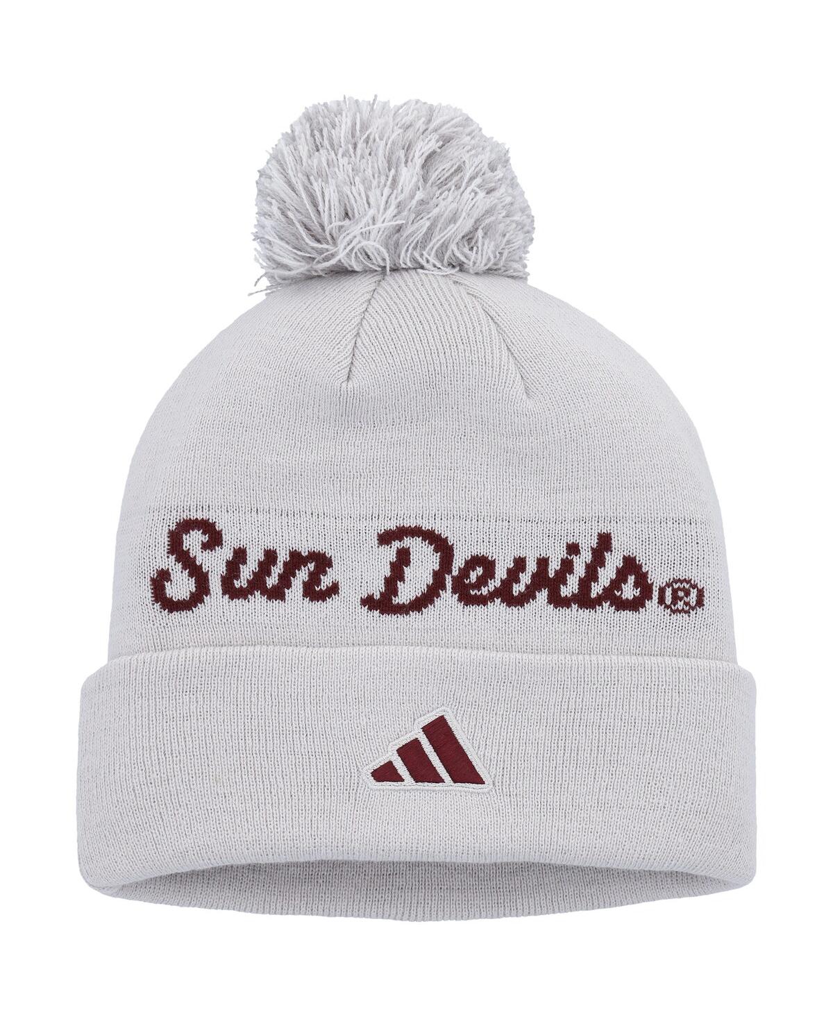 Shop Adidas Originals Men's Adidas Gray Arizona State Sun Devils Cuffed Knit Hat With Pom