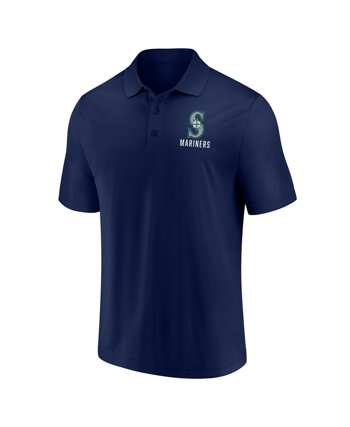 Fanatics Men's  Navy, White Seattle Mariners Two-pack Logo Lockup Polo Shirt Set In Navy,white