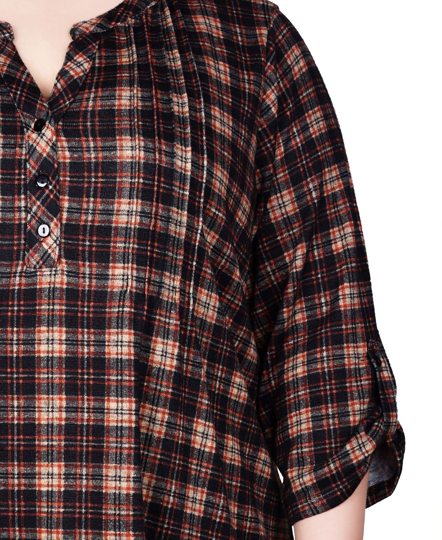 Plus Size 3/4 Roll Sleeve Top