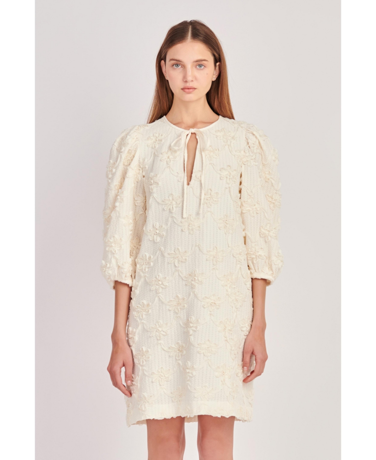ENGLISH FACTORY WOMEN'S RIBBON EMBROIDERED SHIFT MINI DRESS