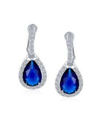 7CT Halo Statement Teardrop CZ Cubic Zirconia Adjustable Screw Clip On Drop Earrings