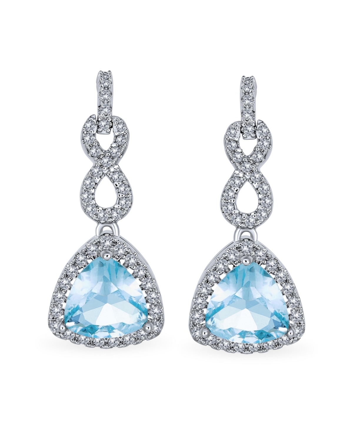 Bling Jewelry Statement Infinity 5 Ct Cz BlueHalo Teardrop Dangle Chandelier Earrings For Women smaid - Aqua