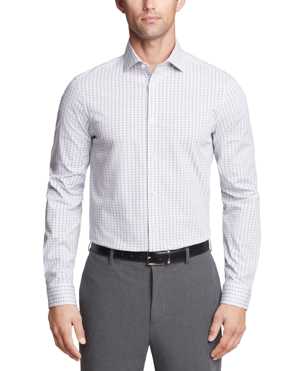 Calvin Klein Men's Regular-fit Wrinkle-resistant Stretch Dress Shirt In Gray