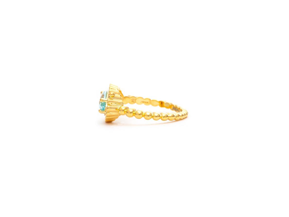 London Blue Crystal East West Ring - Gold with blue crystal and CZ