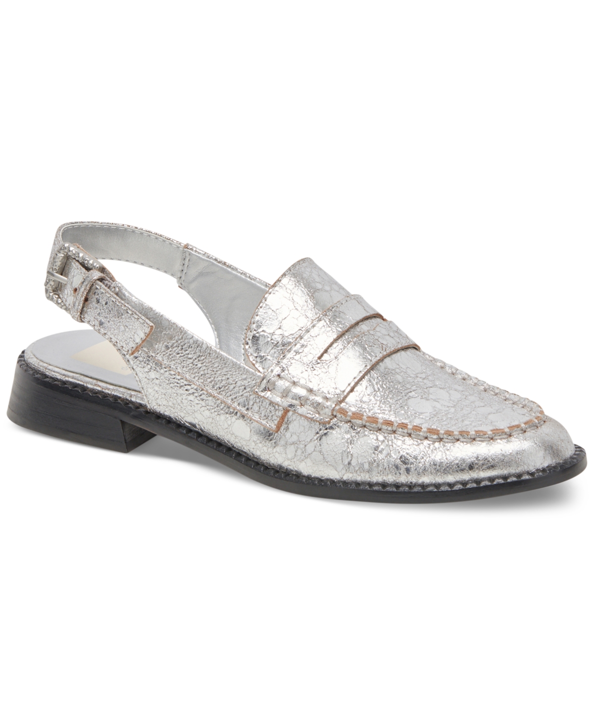 Shop Dolce Vita Women's Hardi Tailored Slingback Loafers In Silver Crackled