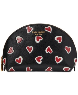 kate spade new york - Morgan Stencil Hearts Embossed Printed Saffiano Leather Small Dome Cosmetic Bag