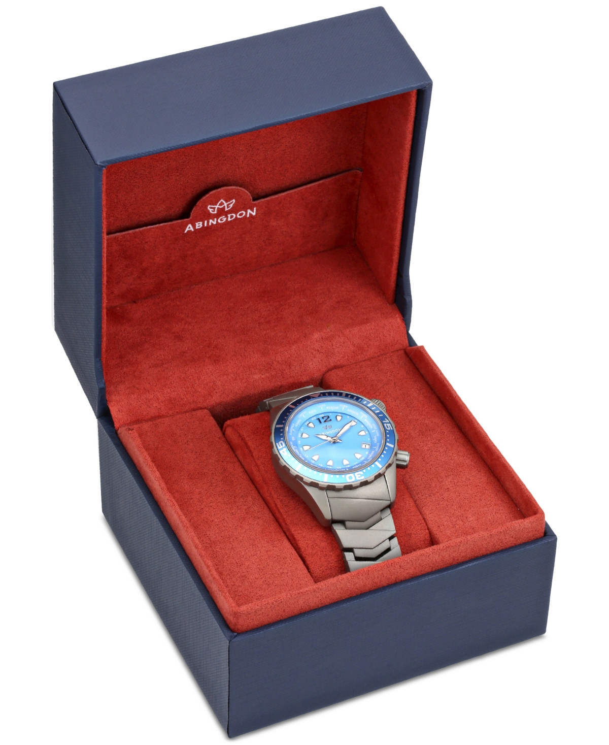 Shop Abingdon Co. Women's Automatic Marina Divers Silver-tone Titanium Bracelet Watch 40mm In Bahama Blue