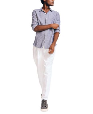 Men's Classic-Fit Long-Sleeve Button-Up Solid Linen Shirt 