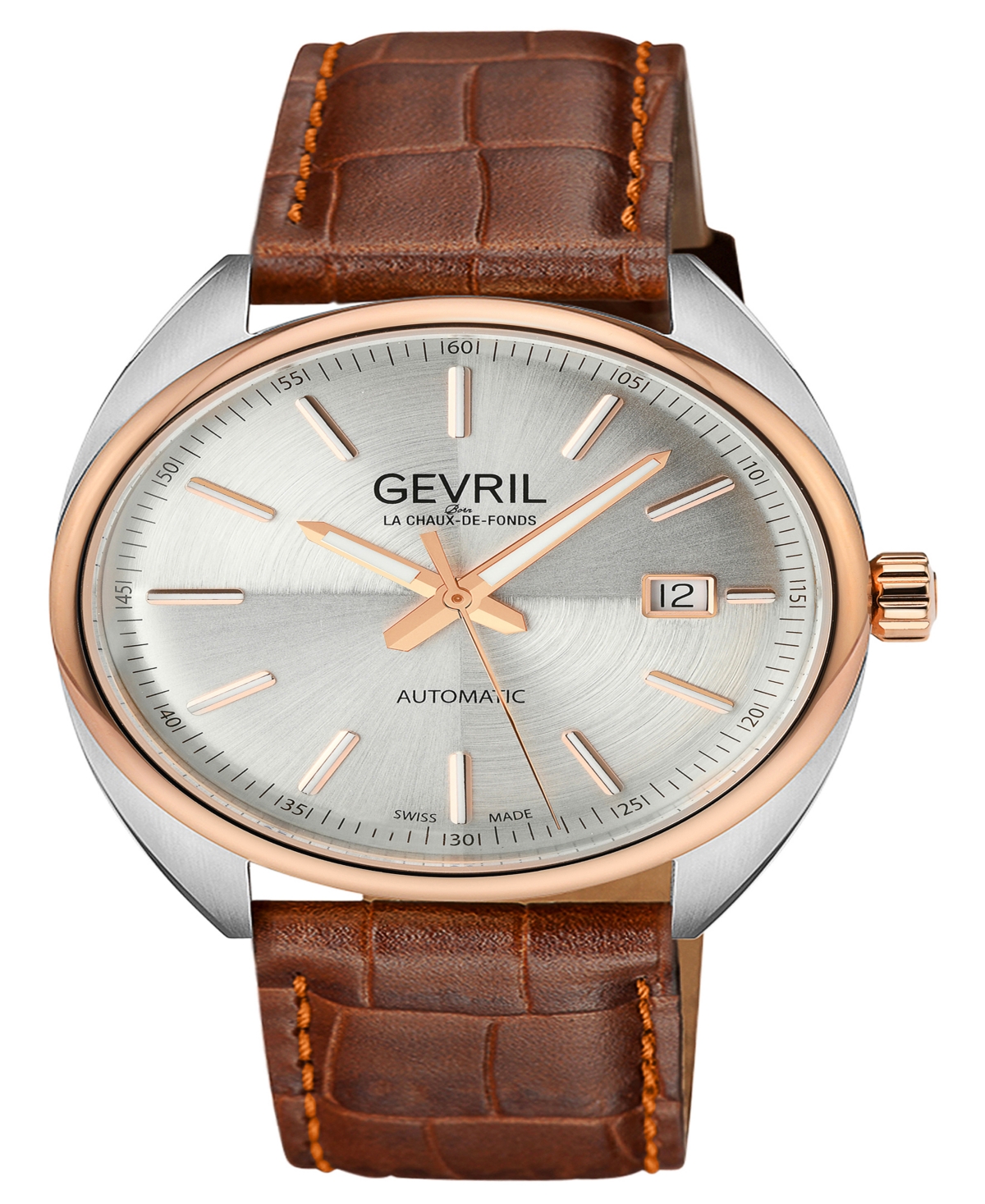 Gevril Men's Five Points Brown Leather Watch 40mm