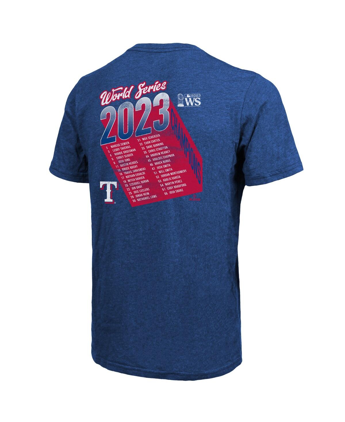 Majestic Threads  Royal Texas Rangers 2023 World Series Champions Life Of The Party Tri-blend Roster In Royal