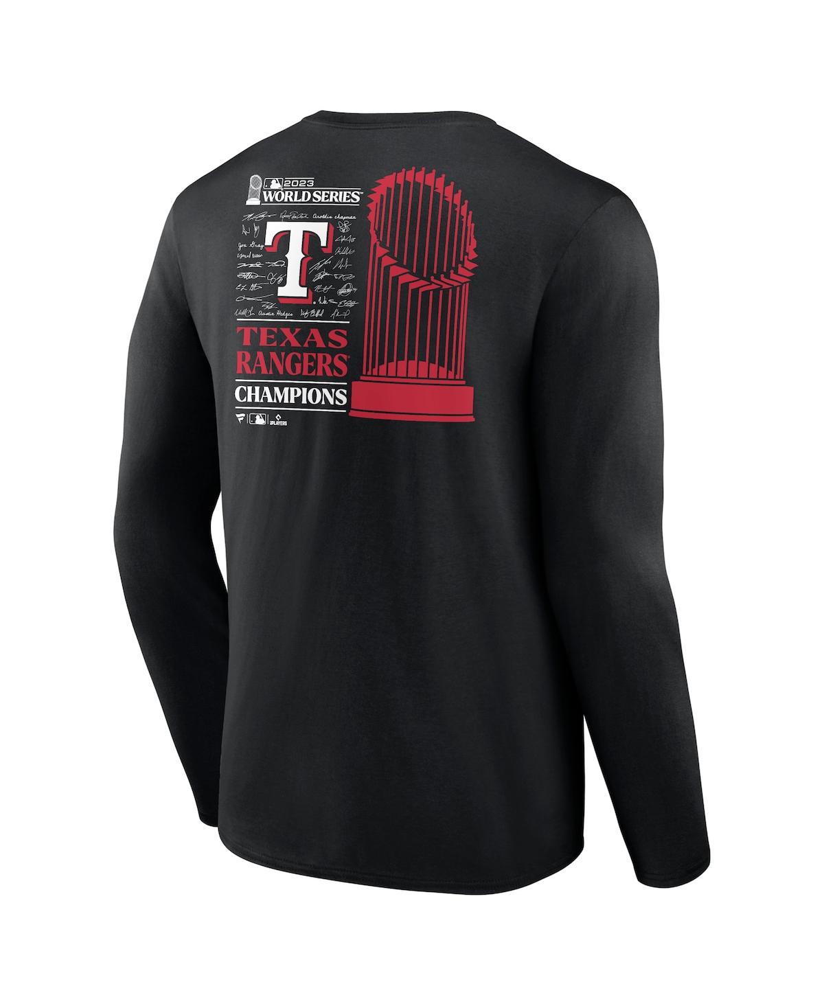 Men's FanaticsTexas Rangers 2023 World Series Champions Signature Roster Long-Sleeve T-shirt - Black