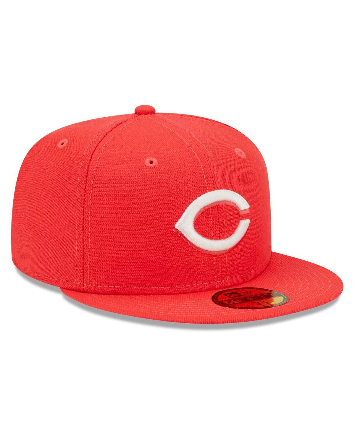 Men's New EraCincinnati Reds Lava Highlighter Logo 59FIFTY Fitted Hat - Red