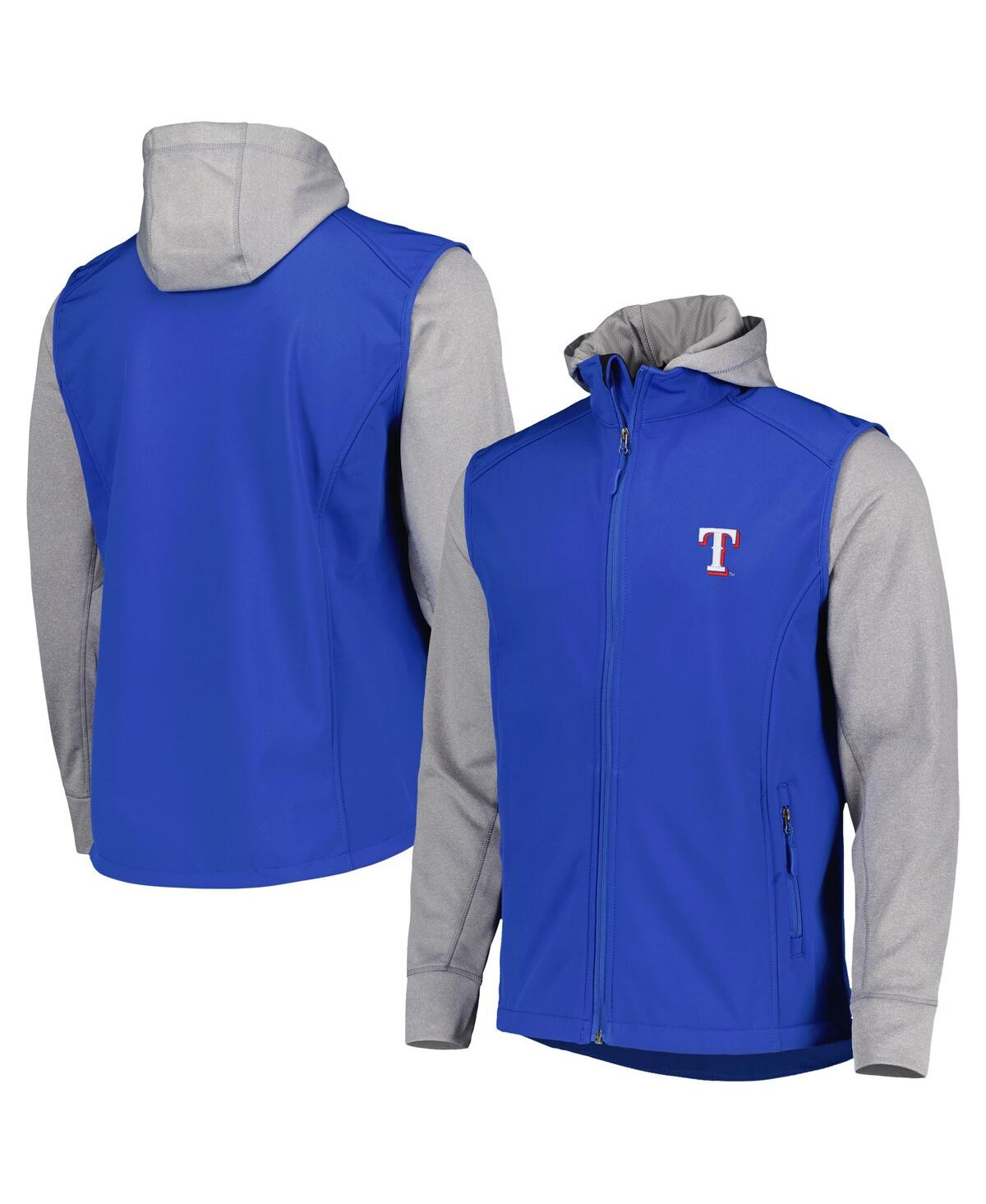 DUNBROOKE MEN'S DUNBROOKE ROYAL, HEATHER GRAY TEXAS RANGERS ALPHA FULL-ZIP JACKET 