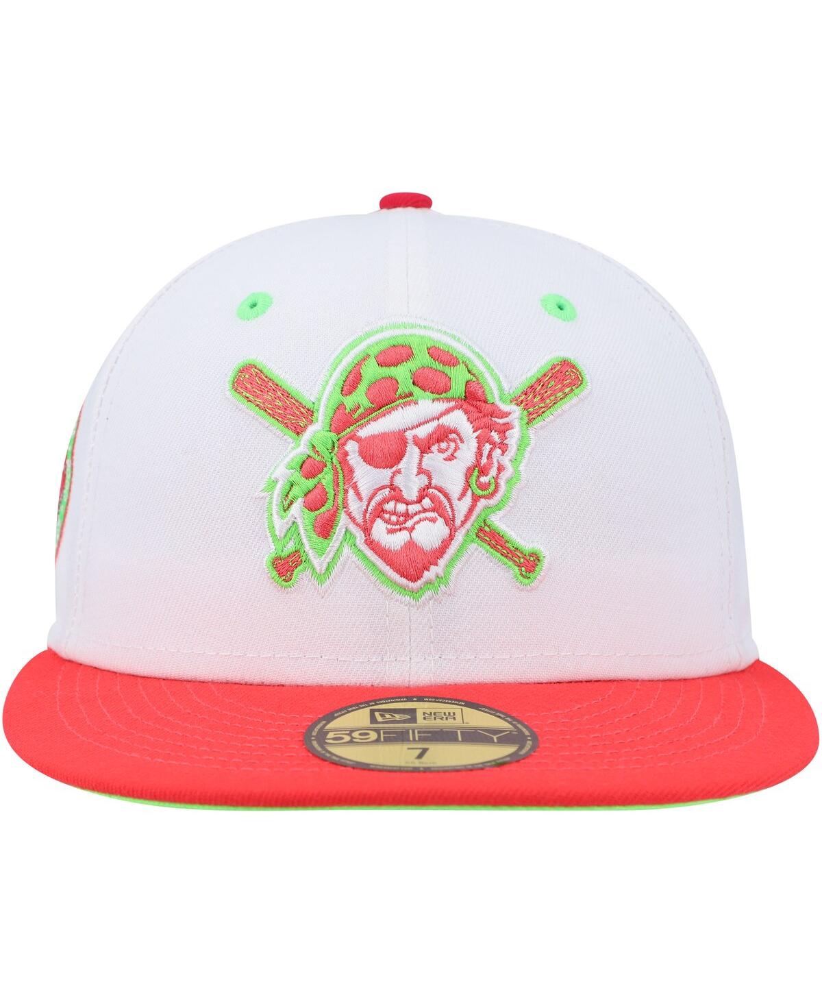Men's New Era Coral Pittsburgh Pirates Three Rivers Stadium 30th Anniversary Strawberry Lolli 59FIFTY Fitted Hat - Coral