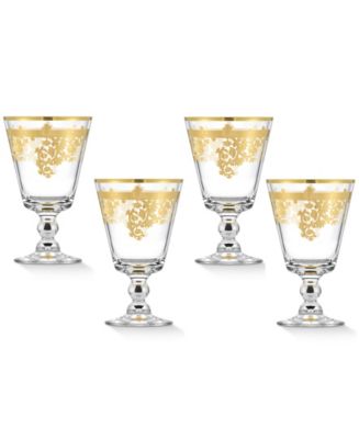 Embellished 24K Gold Crystal Red Wine Goblets Made in Italy (Set of 4)