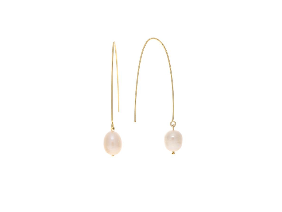 Pearl Threader Earrings - Gold with white pearl