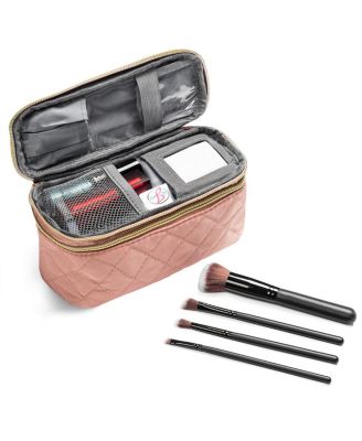 Travel Makeup Case (1 Piece) with Travel-Sized Makeup Brushes (4 Pieces) | Travel Accessories