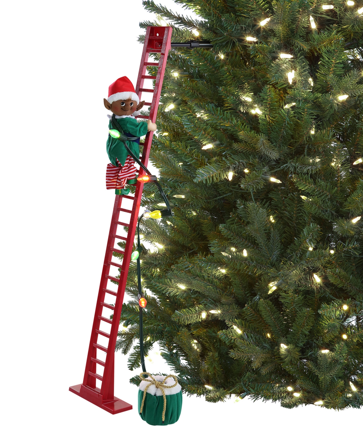 Mr. Christmas 43" Animated Super Climbing Black Elf In Red
