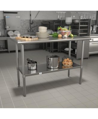 Stainless Steel 18 Gauge Prep And Work Table With Backsplash And Shelf