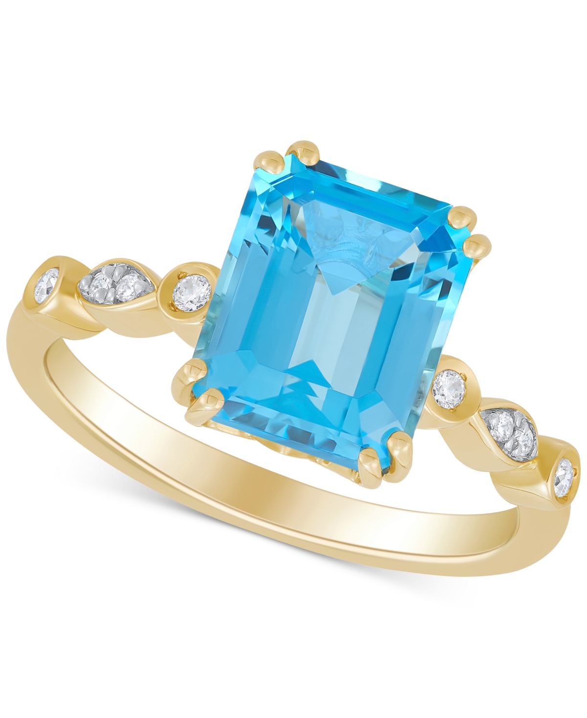 Amethyst (3-1/20 ct. t.w.) & Diamond (1/20 ct. t.w.) Ring in 14K Yellow Gold (Also in Citrine, & Garnet) - Blue Topaz