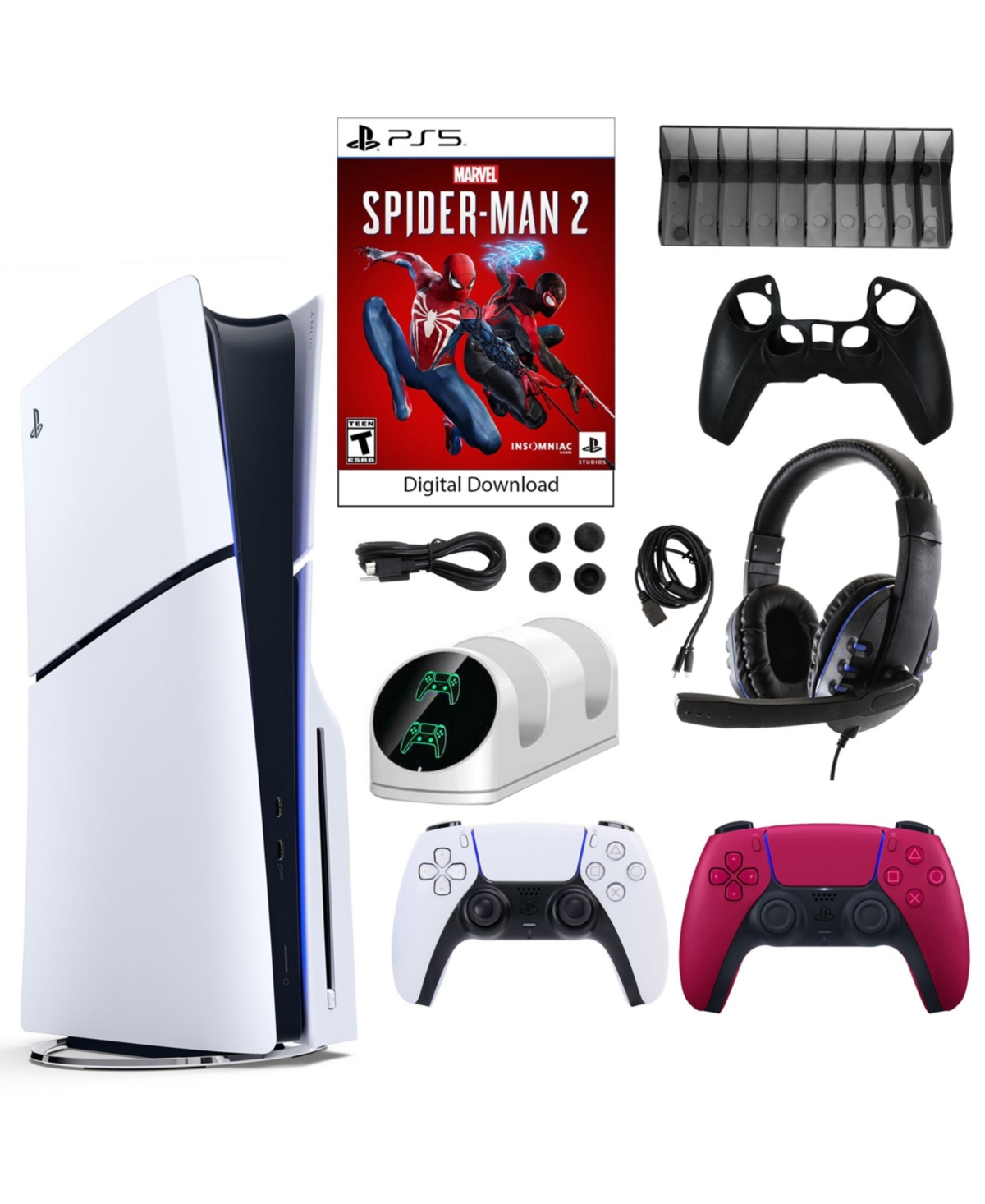 PS5 Spider Man 2 Console with Extra Dualsense Controller and Accessories Kit