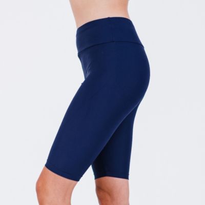 Women's Chlorine Resistant High Waisted Long Bike Swim Shorts