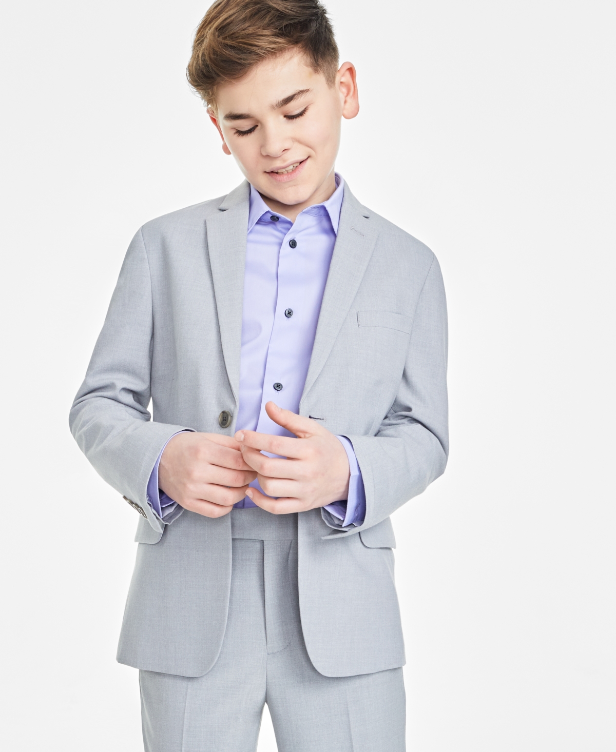 Calvin Klein Big Boys Slim Fit Stretch Suit Jacket In Silver