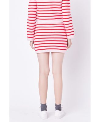 Women's Knit Striped Mini Skirt