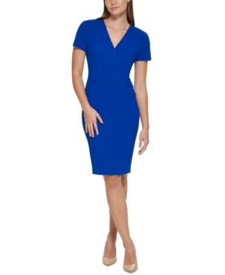 Calvin Klein Petite V Neck Faux Wrap Sheath Dress Macy s