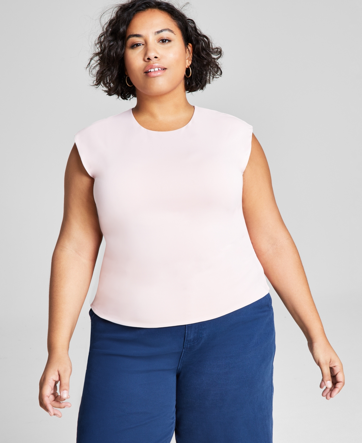 Shop And Now This Trendy Plus Size Second-skin Muscle T-shirt, Created For Macy's In Lotus Pink