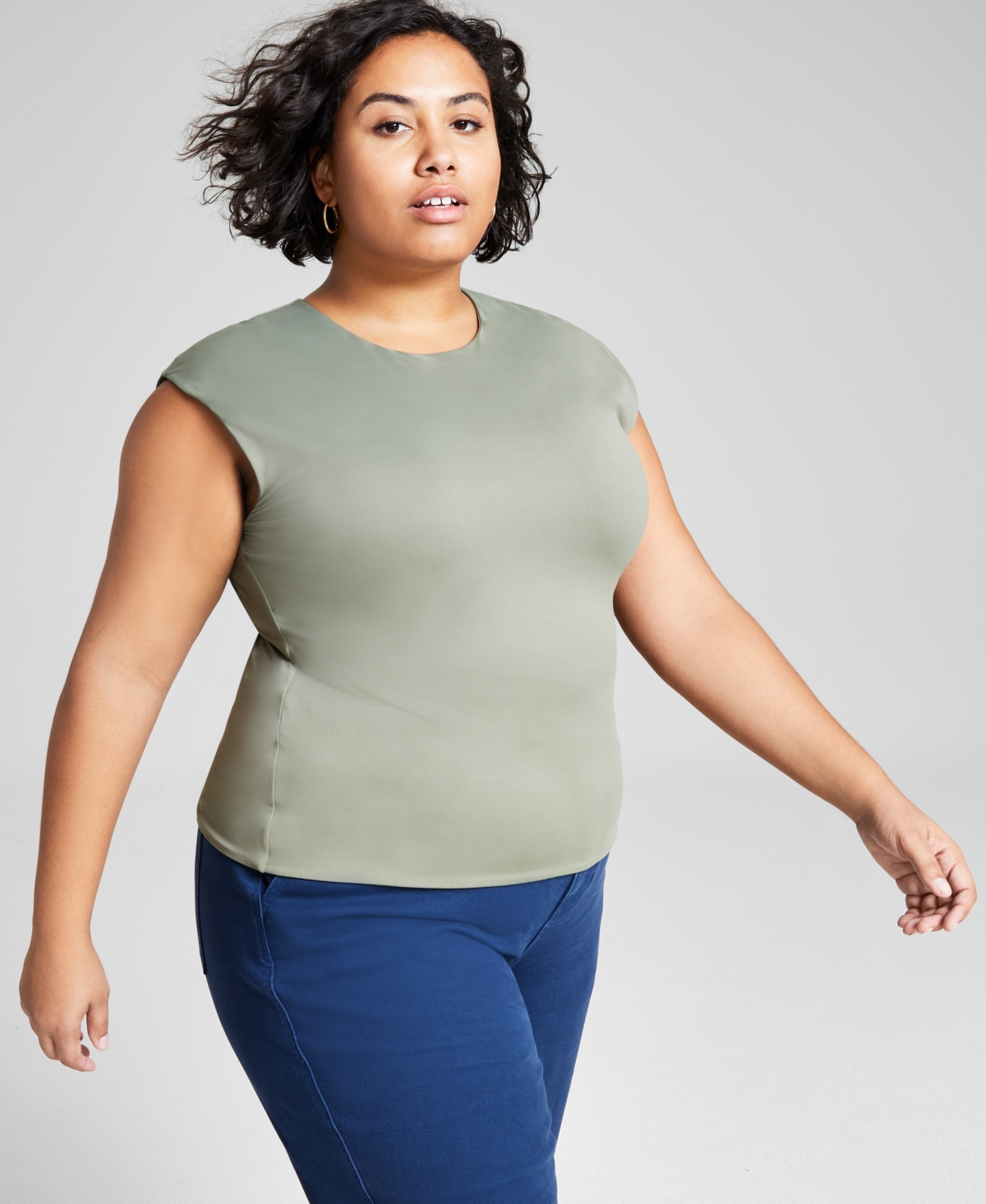 Shop And Now This Trendy Plus Size Second-skin Muscle T-shirt, Created For Macy's In Oregano