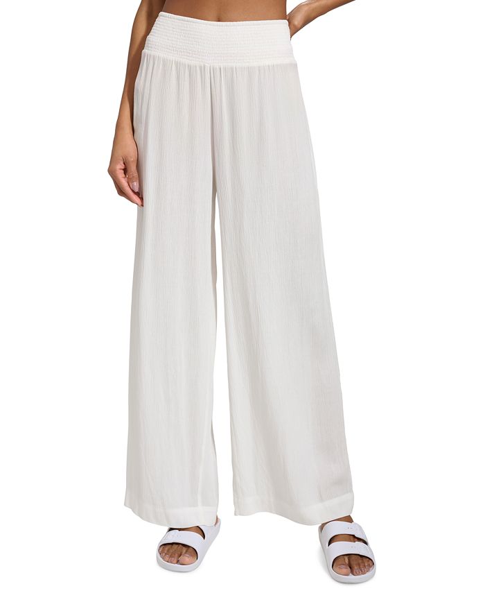 DKNY Women's Smocked-Waist Cover-Up Pull-On Pants - Macy's