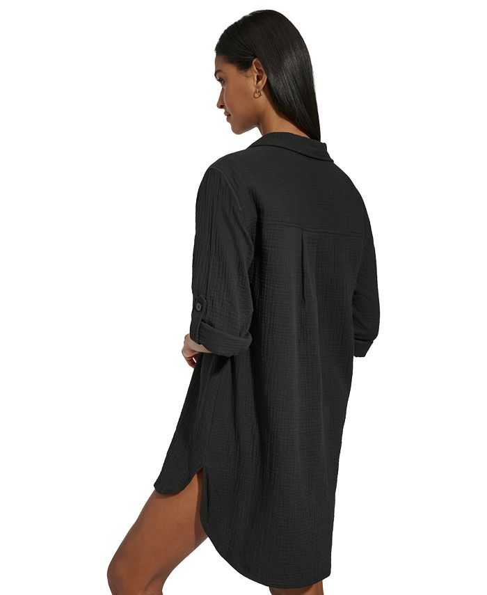 DKNY Women's Gauze Beach Tunic Cotton CoverUp Dress Macy's