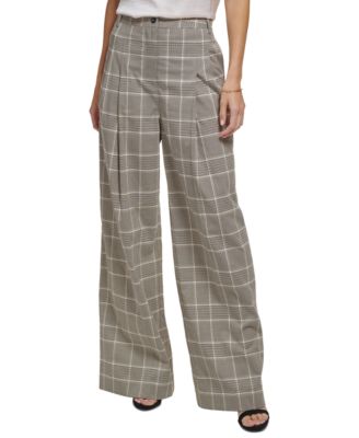 DKNY - Petite Plaid-Print Wide-Leg Essex Pants