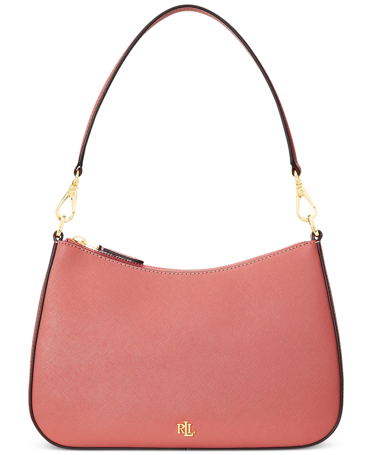 Lauren Ralph Lauren Women's Crosshatch Leather Medium Danni Shoulder Bag In Pink Mahogany
