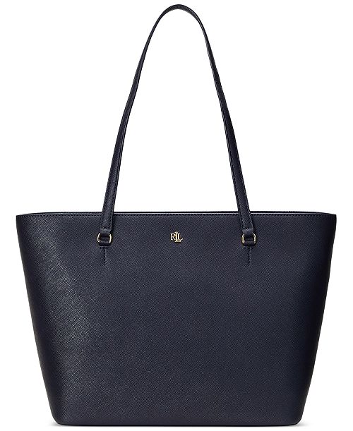 alfani Lauren Ralph Lauren Crosshatch Leather Medium Karly Shopper Tote Handbags Purses & Accessories