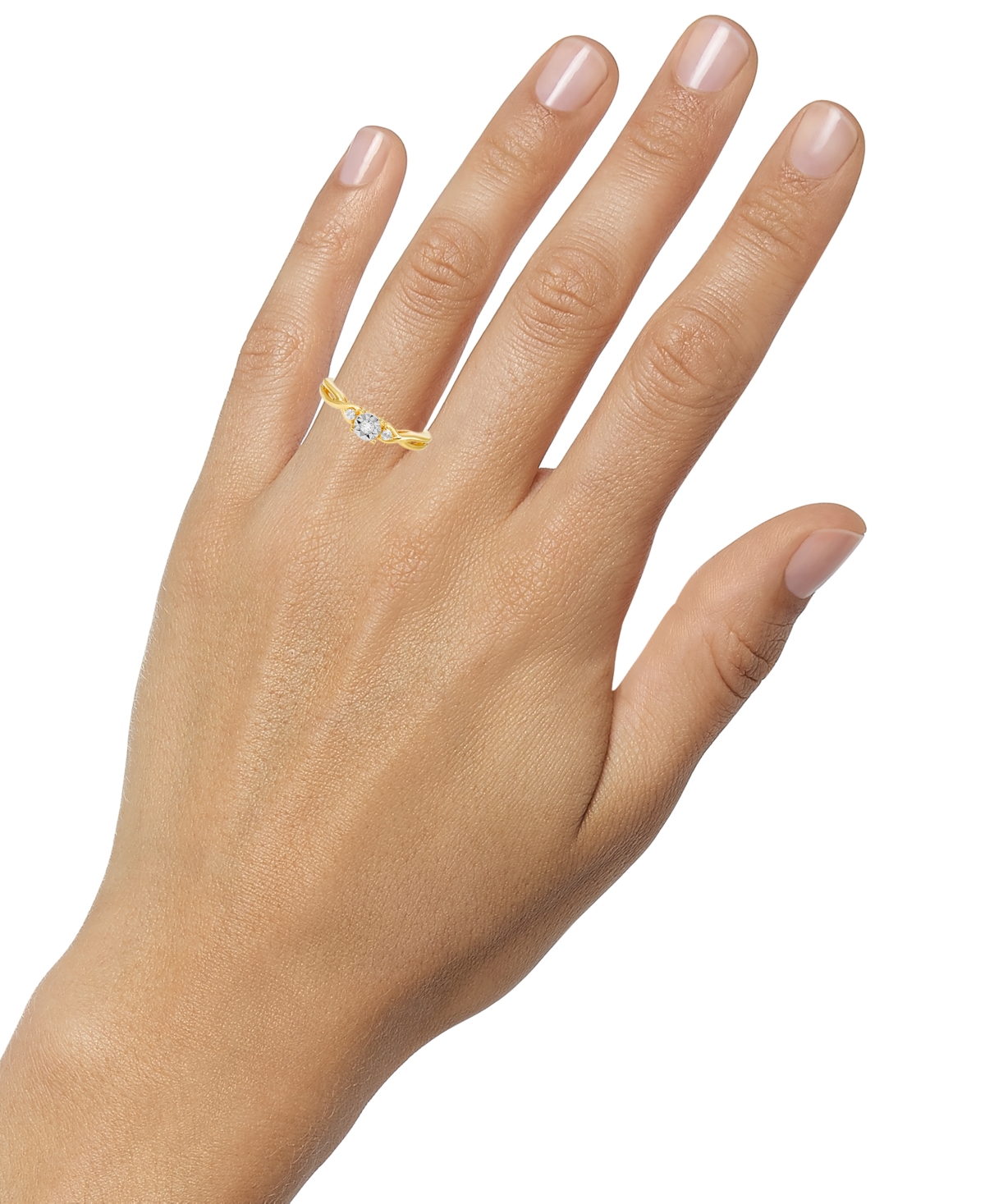 Shop Macy's Diamond Twist Ring (1/10 Ct. T.w.) In 10k Two-tone Gold In Yellow Gold