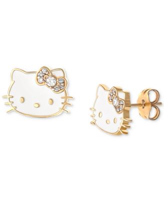 Hello Kitty Diamond & Enamel Stud Earrings (1/20 ct. t.w.) in 10k Gold