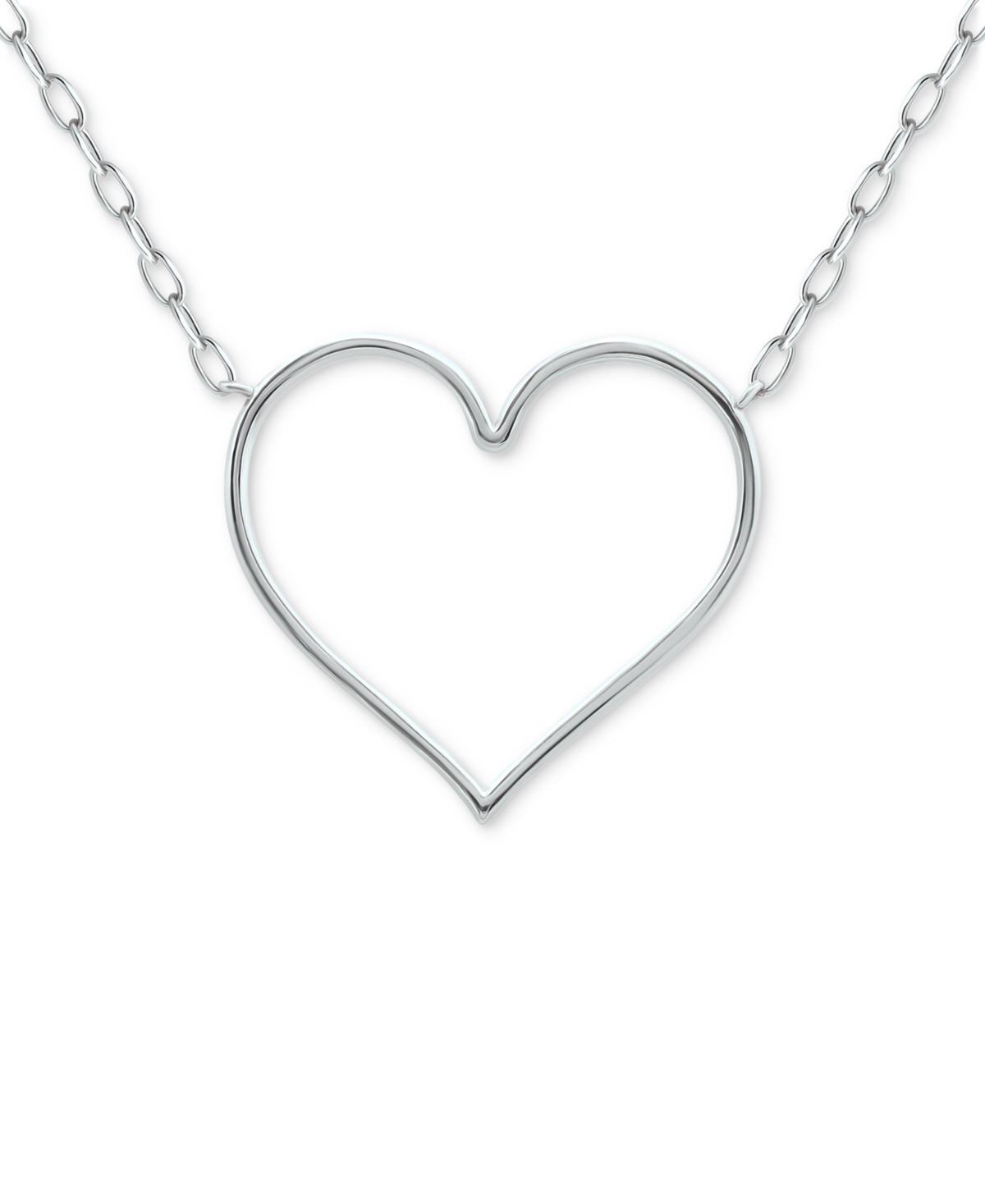 Giani Bernini Open Heart Pendant Necklace, 16" + 2" Extender, Created For Macy's In Silver