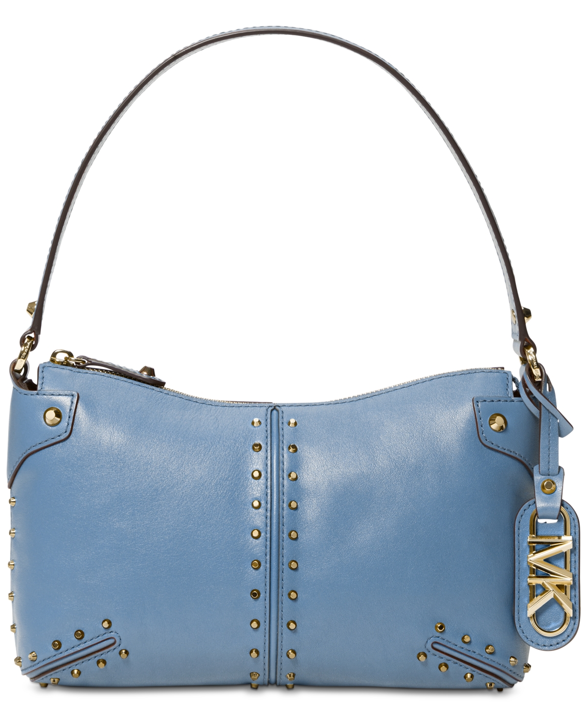 Michael Kors Michael  Astor Large Studded Leather Pouchette In French Blue