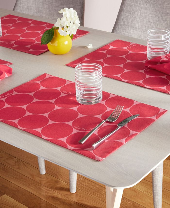 kate spade new york Joy Dot Reversible Placemats 4 Pack Set, 13" x 19" Macy's