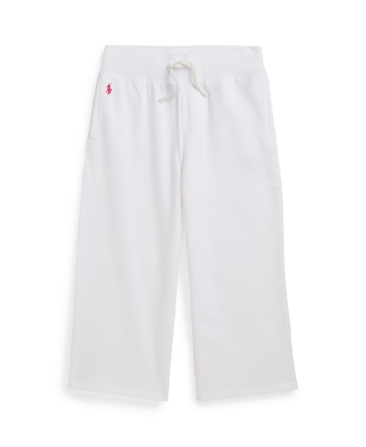 Polo Ralph Lauren Kids' Toddler And Little Girls Fleece Wide-leg Sweatpants In White With Pink Pony Player