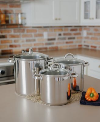 3-Piece Stainless Steel Stock Pot Set