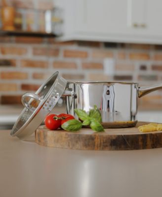 Pro Stainless Steel 3.5-Qt. Saucepan with Draining Lid